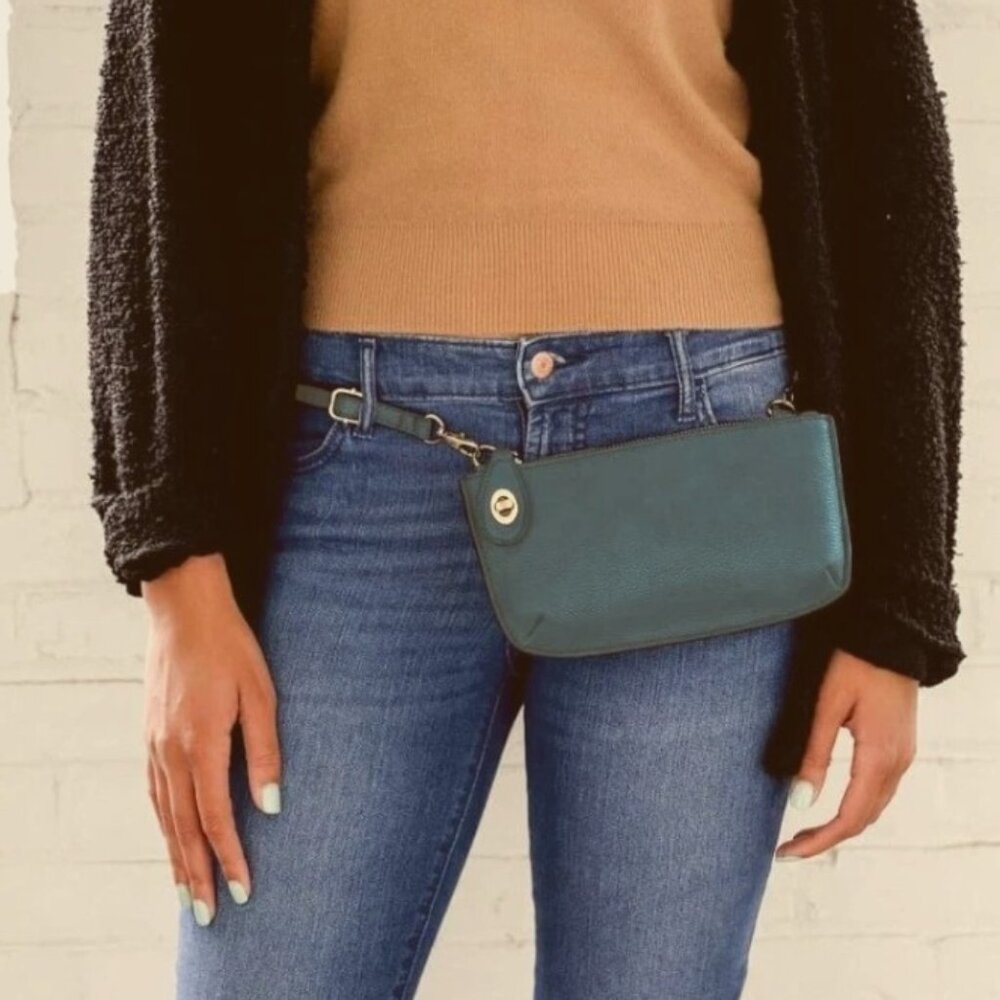 NEW, Joy Susan Hunter Green Turnlock Clutch Convertible Crossbody Bag - Picture 5 of 16